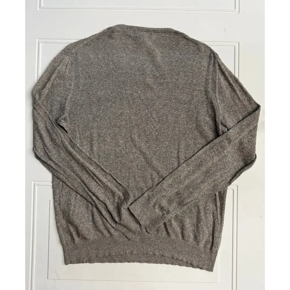 Banana Republic Mens Sz M Gray Brown Silk Linen Blend Crew Neck Sweater